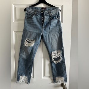 7 for All Mankind Distressed Button-Front Jeans